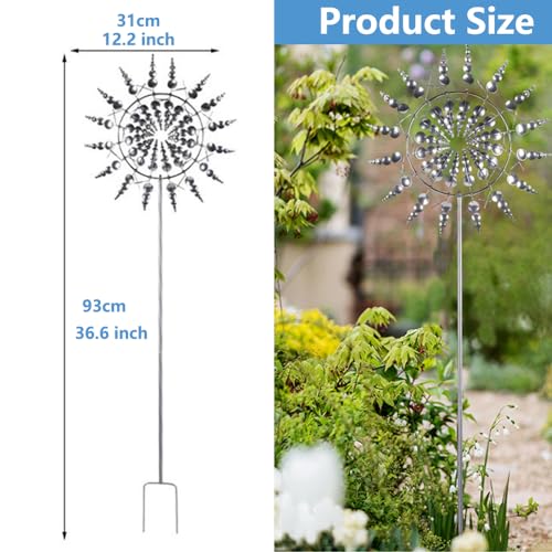 Logfaadcoi SILVER 1 Metal Windmill,3D Sunflower Magic And Uniqu Wind Dynamics Spinner thumb #4