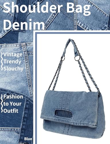 Denim Purses For Women Blue Jean Purse Crossbody Bags Retro Shoulder Bag With Adjustable Chain Strap Handbag Hobo Bag2