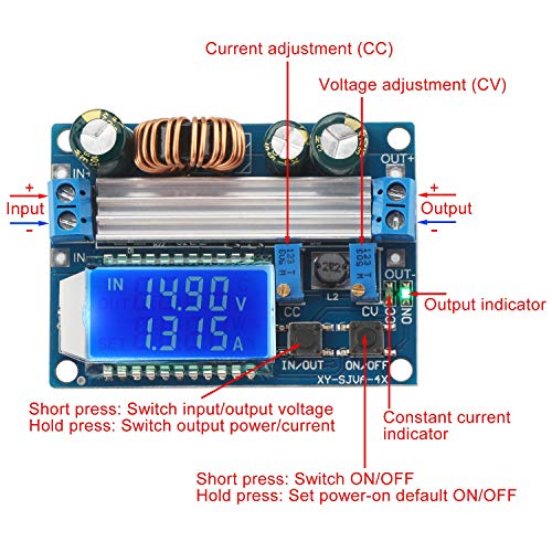 Image of REES52 Buck Boost Converter Display, Buck-Boost Board DC 5.5-30V 12v to DC 0.5-30V 5v 24v Adjustable Constant Current Voltage Step UP Down Voltage Regulator 4A 35W Power Supply Module