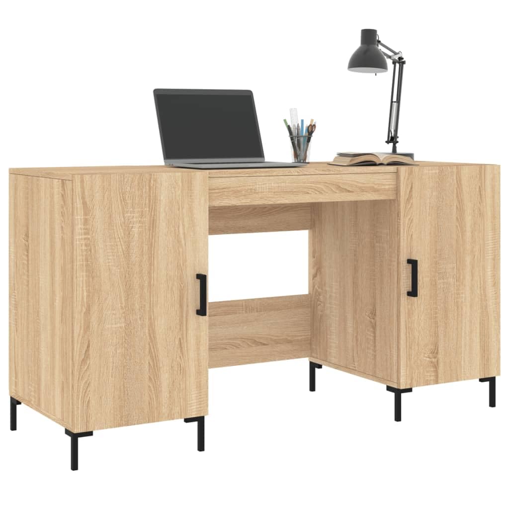 Scrivania Sonoma rovere 140 x 50 x 75 cm, materiale in legno, resistente, con 4 scomparti, ideale per casa, ufficio, giochi, piccoli spazi