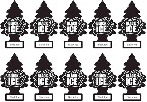 Aromatizador de carro Little Trees, perfume de gelo preto, pacote com 10