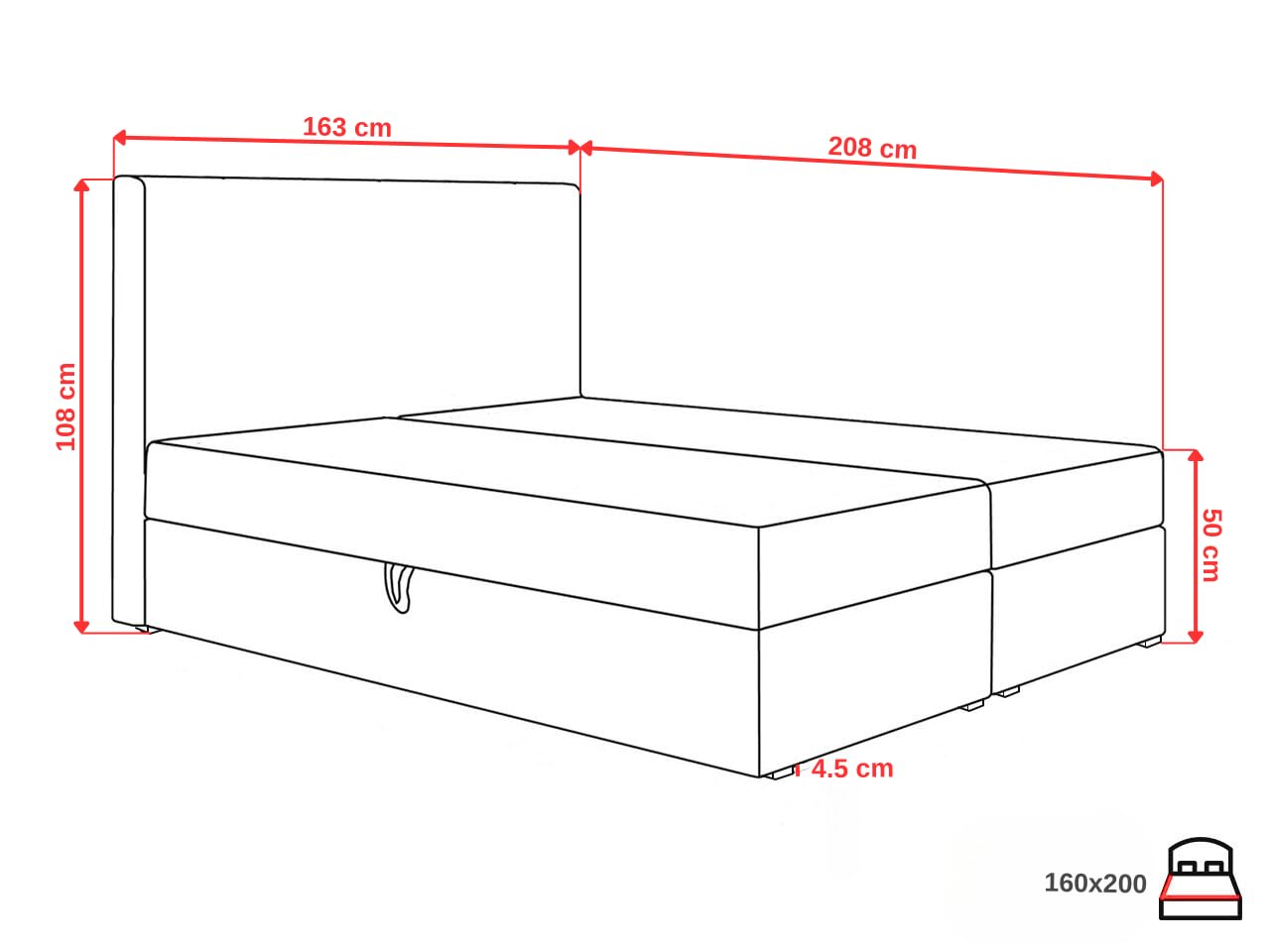 Boxspringbett mit 2 Bettkästen und Taschenfederkernmatratze H3, Bett mit Zierknöpfen am Kopfteil, Topper-Matratze 3cm, verstärkter Rahmen, weiß Plüsch, 160x200cm - Fano