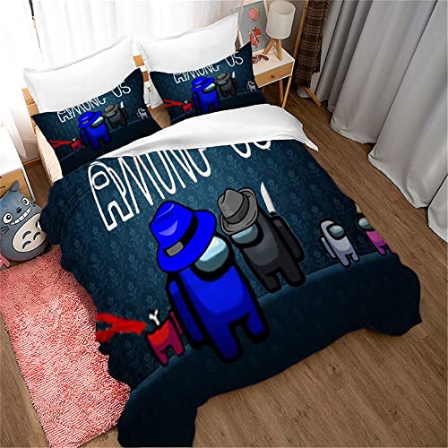 Ste-X Juego De Funda De Edredón King Bedding - Among Us Juego De Edredón De Microfibra De 3 Piezas Y 2 Fundas De Almohada para Hombres Y Mujeres ((150x200cm)-Cama de 90,Among US 1)