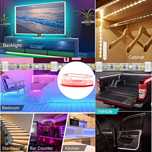 ATB- Clear LED Strip Light Mounting Clips, 100 Pack Soportes Adhesivos para Tiras LED Impermeables de 10mm y 12mm, Clips de Gestión de Cables USB para Cables de Diámetro Inferior a 0.12 Pulgadas, Cinta V-HB Fuerte miniatura 7
