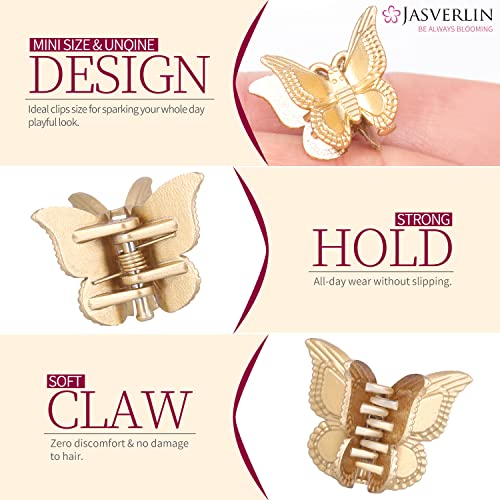 Jasverlin Mini Butterfly Hair Clips 50Pcs - Non-Slip Metallic Silver Gold Hair Claws Clip Y2K 90S Small Tiny Cute Hair Accessories For Women Girls Kids -2000S Hair Clips Organizer (Silver & Gold) #TOP3