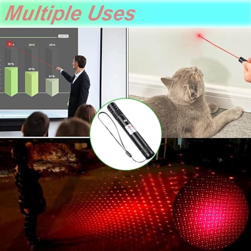 Image of COOLCOLD Laser Light | USB Rechargeable Green, Laser Pointer | Long Range, Laser Light Powerful | for Party, Disco Adjustable Mode, 2000m Handheld Laser Pen, Suitable for Camping(Red, Pack-2)