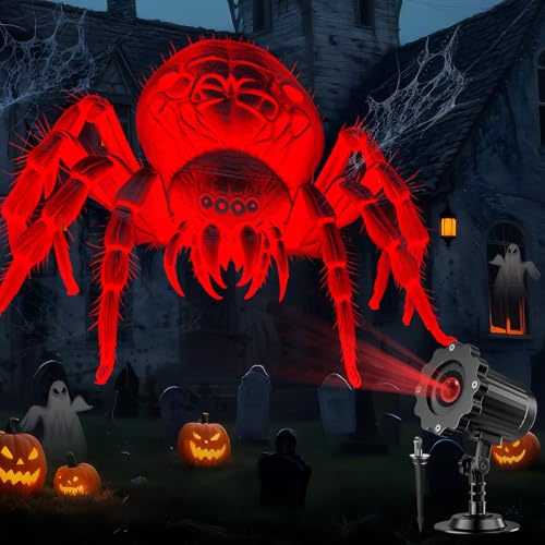 Giant Spiders Halloween Projector Outdoor Indoor 2026 Upgraded 3D Dynamic Halloween Decorations Clearer Spider HD Patterns Waterproof Holiday Light for Home Window Wall Cemetery Holiday Decor