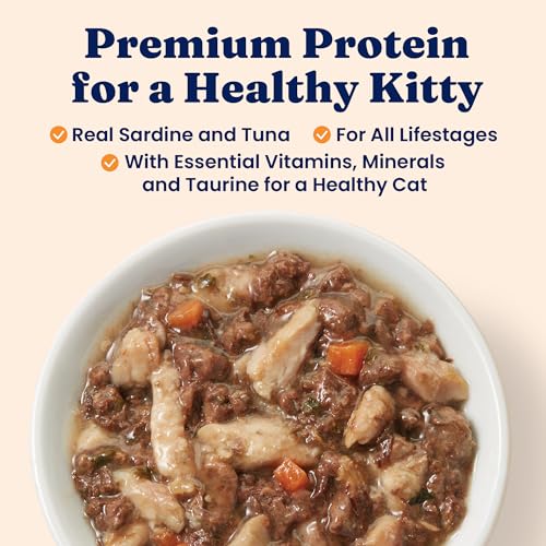 Image of Solid Gold Wet Cat Food Shreds in Gravy - Canned Cat Food Made w /Real Tuna & Sardine - Five Oceans Grain Free 16ct /6oz Can