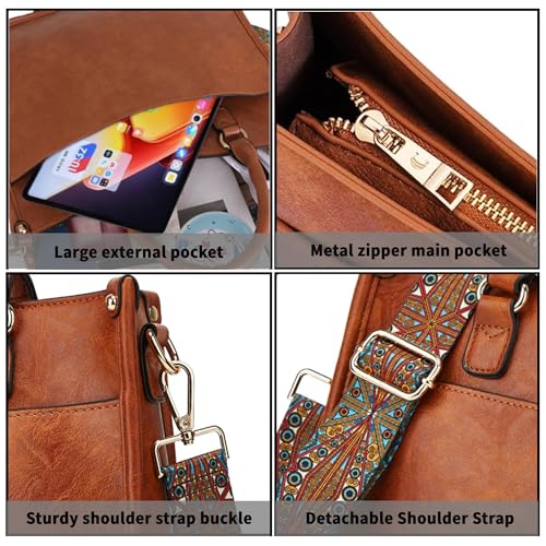 Bolso bandolera Tote para mujer con asa superior de PU miniatura 4