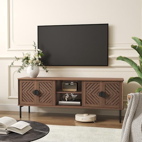 Image of ARTPOWER 63 inch Modern TV Stands,Entertainment Center with Storage,Brown