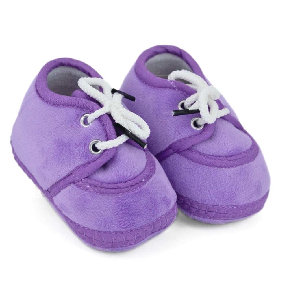 6 to 12 Month Baby Boys & Baby Girls Newborn Cotton Purple Lace Baby Booties-BT5423-image-34
