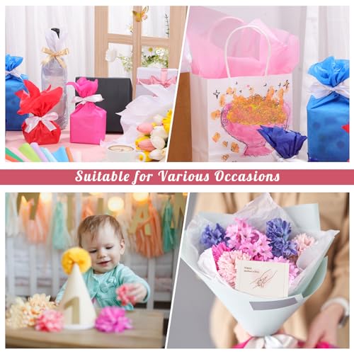 Image of woric 160 Sheets Tissue Paper for Gift Bags 20 X 14 Inches Multicolor