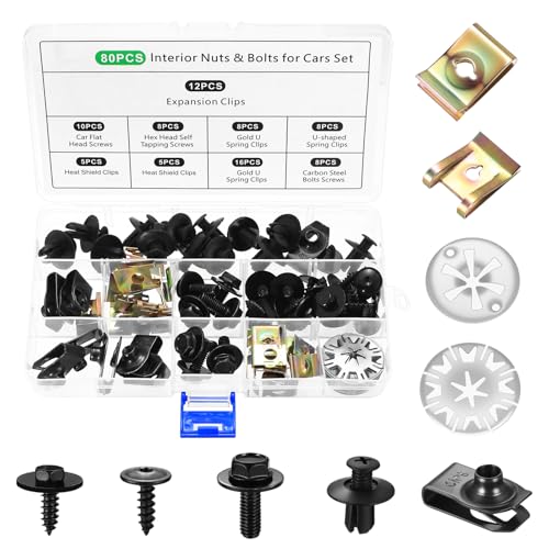 Lot 40 Kits Vis + Écrous Clip En Tôle - Fixations Pare-Chocs, Garde-Boue, Garnitures Auto, Acier Manganèse Solide