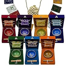 Chakra Singing Bowls Set Cuencos Tibetanos With Cushion Mallet Tulsi Beads Mala Tibetan Prayer Flag For Meditation Mindfulness - Style2 Size Large