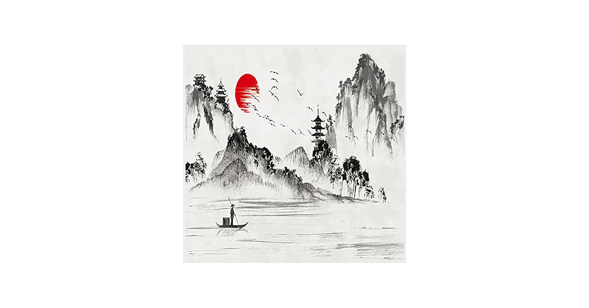 Amazon | Tuyifa 新しいシルクの壁紙 新しい中国の壁画 ミニマ