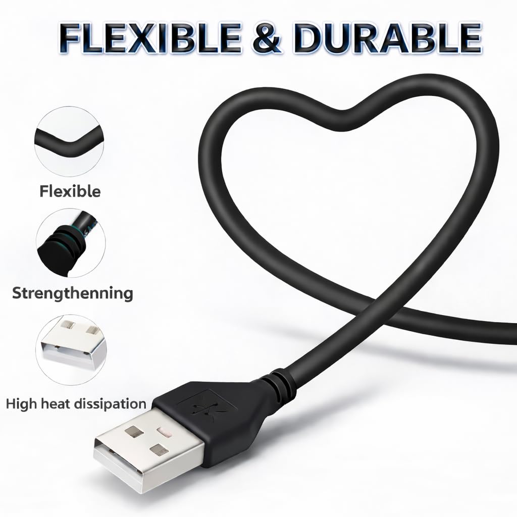 3.28ft Black USB Pigtail Cable 5-Pack image 4