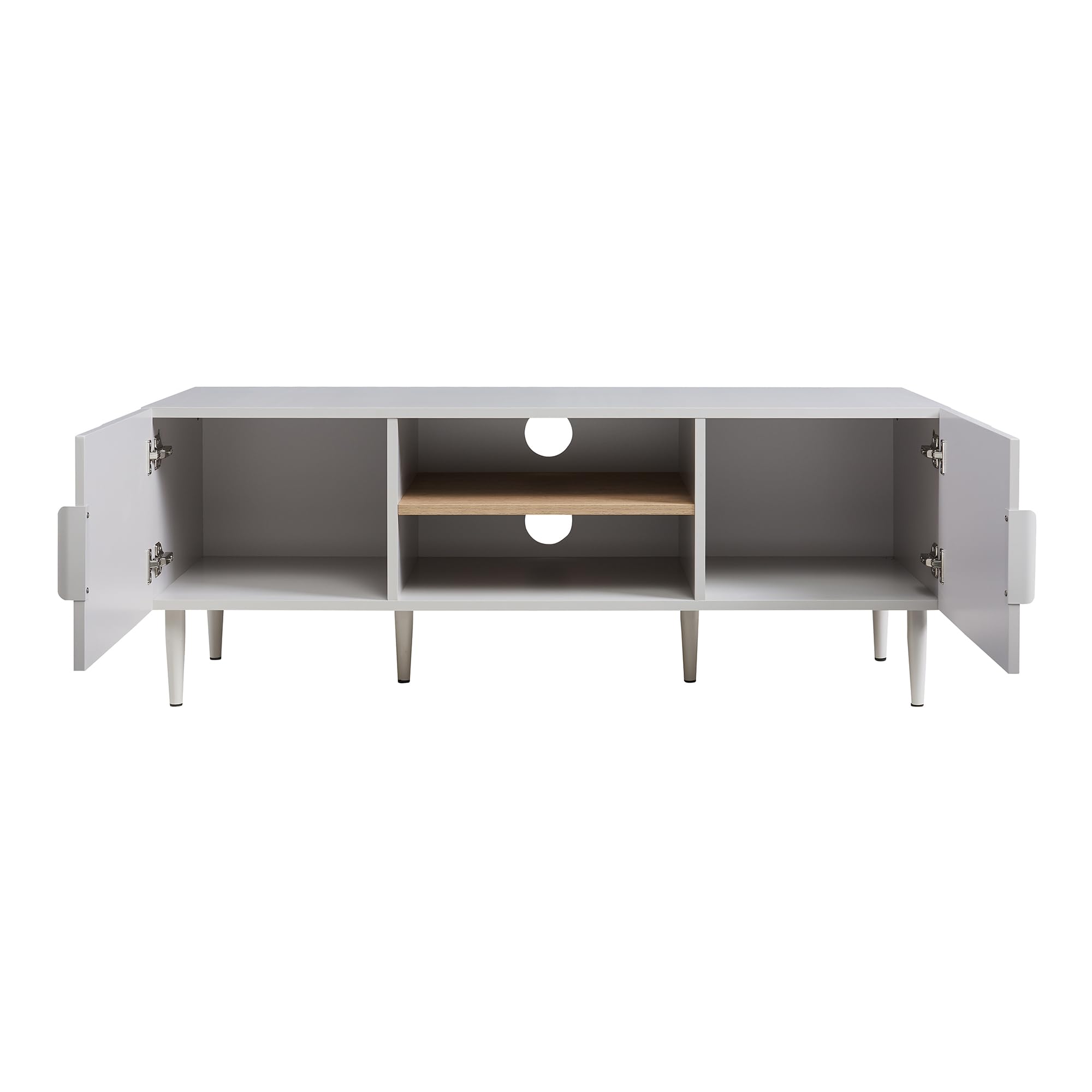 [en.casa] Mobile TV con Ante e Scomparti Aperti Mobile Contenitore Porta Televisore Armadio Basso da Archivio Stand TV e Centri Multimediali 120x40x45 cm Beige