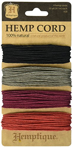 Hemptique (HEMP0) Hemp Cord 20# 30 Feet/Color 4 Colors/Pkg-Autumn Nights