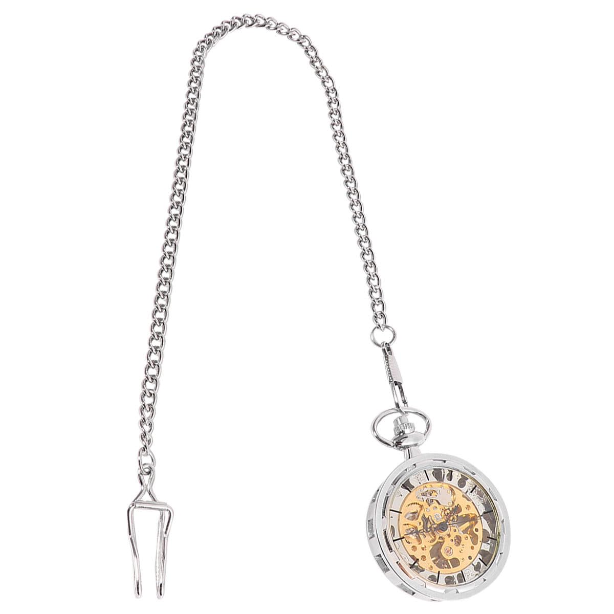Vintage Taschenuhr Damen Silber mit Mechanischem Handaufzug Legierunggehäuse Durchbrochenes Design Tragbar als Kette für Besondere Anlässe