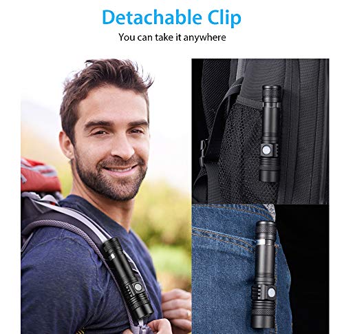 Vnina Flashlights Usb Rechargeable, Tactical Led Flashlight, 4 Models, Zoomable, Waterproof, High Lumens Flashlight With Clip For Camping, Hiking And Outdoor #TOP5
