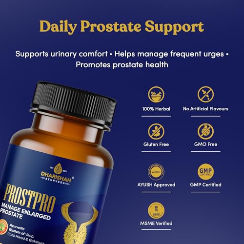 Image of Dharishah Ayurveda ProstPro Capsules - Ayurvedic Prostate Care Capsules for Men | Prostate & Urinary Tract Health Support, Bladder Care & Male Wellness Supplement | Herbal Prostate Wellness - 60 Capsules