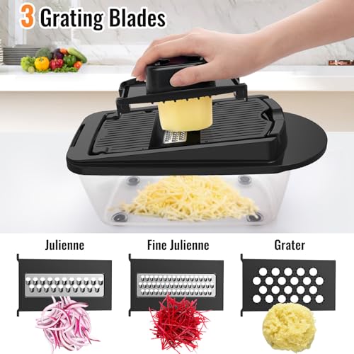 8 Blade All-in-1 Vegetable Chopper Mandoline Slicer with Container, Food Chopper, Onion Chopper, Veggie Cutter for Salad, Kitchen Gadgets Accessories Essentials, Black #5
