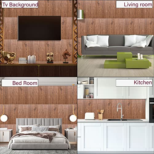 Image of Kayra Decor 3D Wooden Design Wallpaper for Walls PE Foam Wall Stickers Self Adhesive DIY Wall Decor (70x70Cm, 26.37 Sq.Ft)