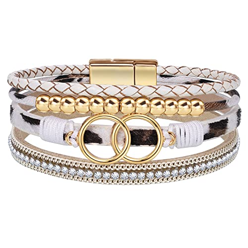 Btysun Bracelets for Women,Stocking Stuffers for Teens Birthday Gifts for Mom Inspirational Gift for Women Mother's Day Daughter Wrap Bracelet Sister Friend Teen Girl Gifts Leather Layered Jewelry Valentines Gift for Her