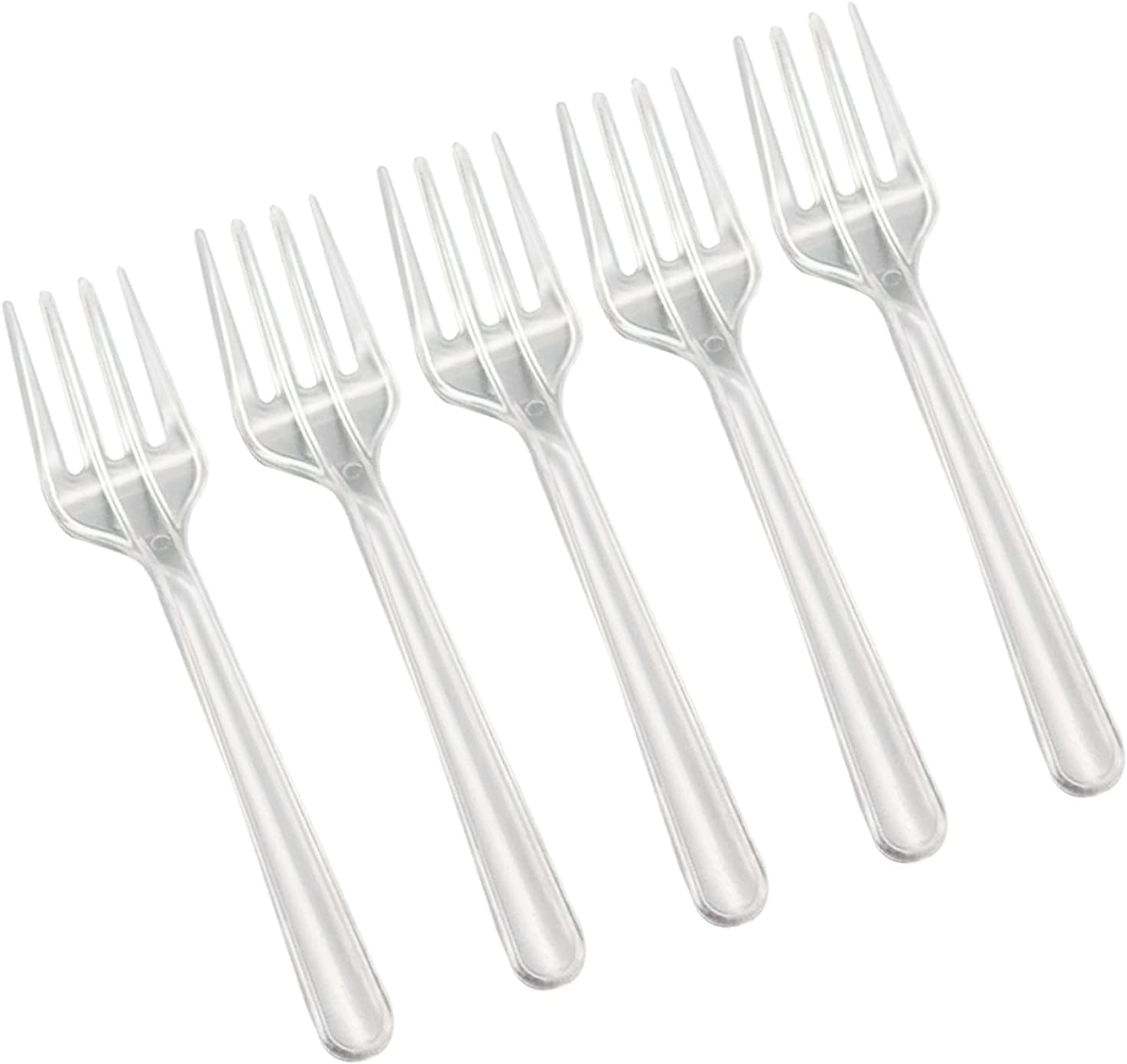 Aihenzong 100 Pieces Dessert Forks, Clear Cake Forks, Fruit Fork Strong