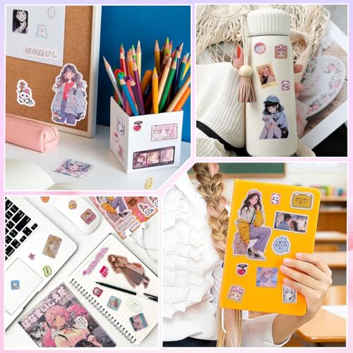 Image of 45-Sheet Japanese Sticker Book with 800+ Kawaii Manga Die-Cut Stickers, Retro Aesthetic Comic Scrapbook Supplies for Journaling, Planners, DIY Crafts, Decoration & Creative Art Projects(#C)