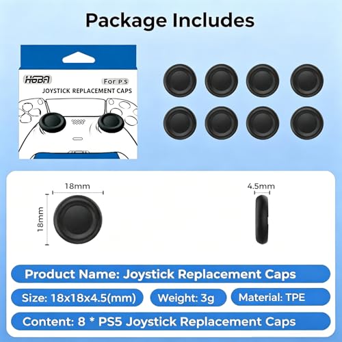 Image of 8 PCS Joystick Replacement Cap Thumb Grips for PS5 /PS4 Controller, Anti-Slip Thumbstick Replacement Parts,3D Analog Cap Replacement Parts