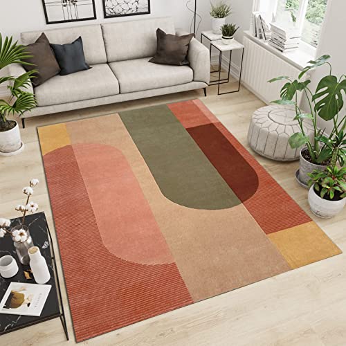 Tapis doux et confortable style boho géométrique rose orange - 5