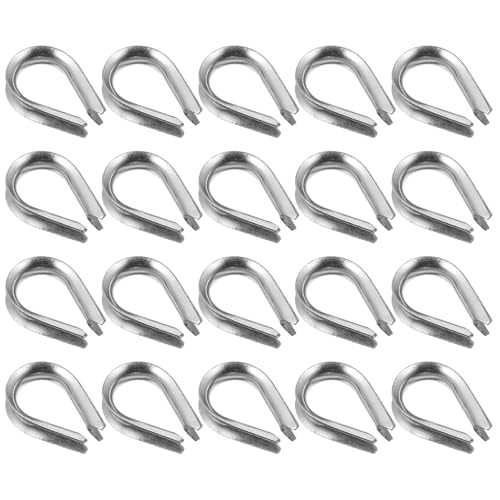 SEWACC 20pcs Heavy Duty Stainless Steel Cable Thimbles Tube Rigging Wire Rope Thimble Rings Wear-Resistant Protective Loop for Industrial and Use