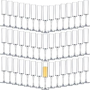 Gerrii 6 oz Acrylic Stemmed Champagne Flutes Unbreakable Plastic Champagne Glasses Reusable Wine Toasting Goblets Crystal Disposable Cocktail Cups for Party, Wedding, Birthday (Clear,45 Pcs)