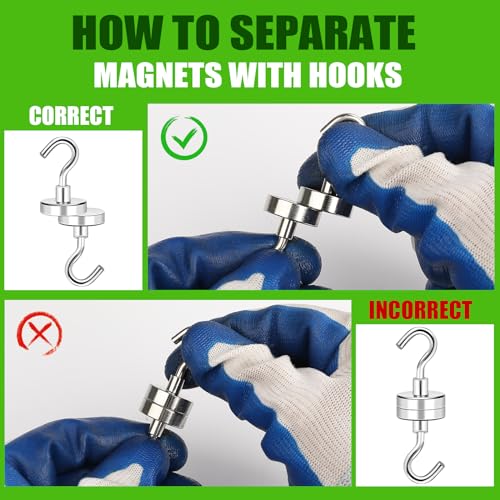 MIKEDE 5 Pack Magnetic Hooks Heavy Duty, 80lbs Strong Magnets with Metal Hooks for Cruise Cabins, Industrial Strength Magnets Hooks Perfect for Hanging Items on Cruise Ships, Refrigerator, Grill