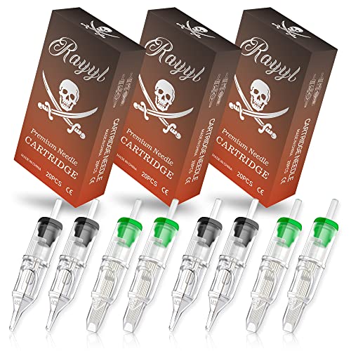 Rayyl Tattoo-Nadeln Cartridge Nadeln, 60 Stück in verschiedenen Größen