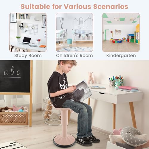Image of GLACER Wobble Stool, Height Adjustable 16.5-24 inch Flexible Seating (Pink) | Wobble Chair with 360 Rocking, Non-Slip Base, Convenient Handle, No Assembly, Active Seating for Classroom, Home, Office