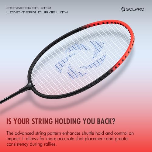 Image of SOLPRO VORTEK 3000 Badminton Racket Set (2 Pcs) with 3 Shuttlecocks for Beginners & Intermediate, Adult & Kids with Full Cover Bag, Lightweight Durable Racket for Practice & Match (Black /Red)
