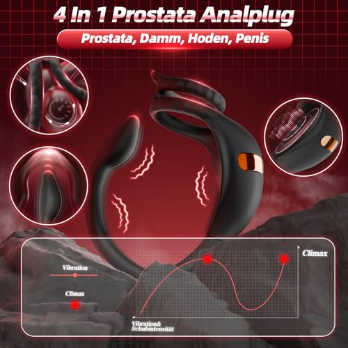Prostata Stimulation Männer mit Anfänger, Analvibratoren für Mann mit Penisring Sex Spielzeug für die Männer Paare, Analplug# für Männer Vibratorensets mit 9 Vibration, Anal Dildo Anal Plug Sex Toys