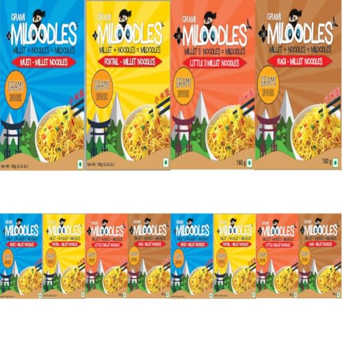 Image of Grami SuperFoods Assorted Noodles (Ragi Milnoodles, Foxtail Milnoodles, Multi Milnoodles, Little Millet Noodles) 180g (Pack of 3)