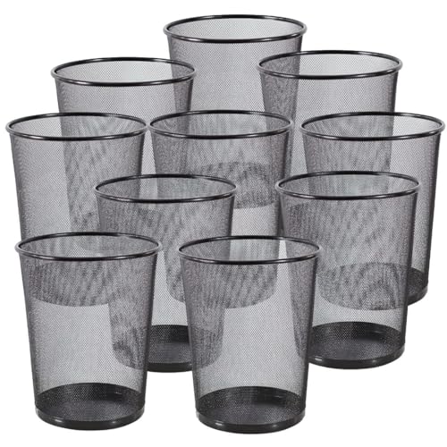 Goodwill Tech Recycling Dustbins - Pack of 10 Metal Mesh Dustbins waster Basket for Home, Office - (Black, Large)
