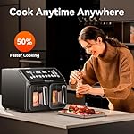 Billord-Air-Fryer-for-HomeDual-AirFryers-Staineless-SteelLarge-Airfryer-Oiless-Healthy-Multi-CookerDual-Zone-Independent-CookingToastBakeRoastReheatAirfryer-with-Glass-Nonstick-Baskets-2x5L