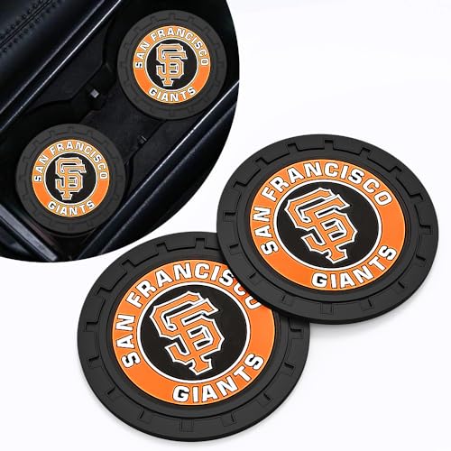 Car Cup Holder Coasters for San Francisco Giants Baseball Fans, Silicone Non-Slip Car Coasters for Car Cup Holder,Car Interior Accessories, SF Giants