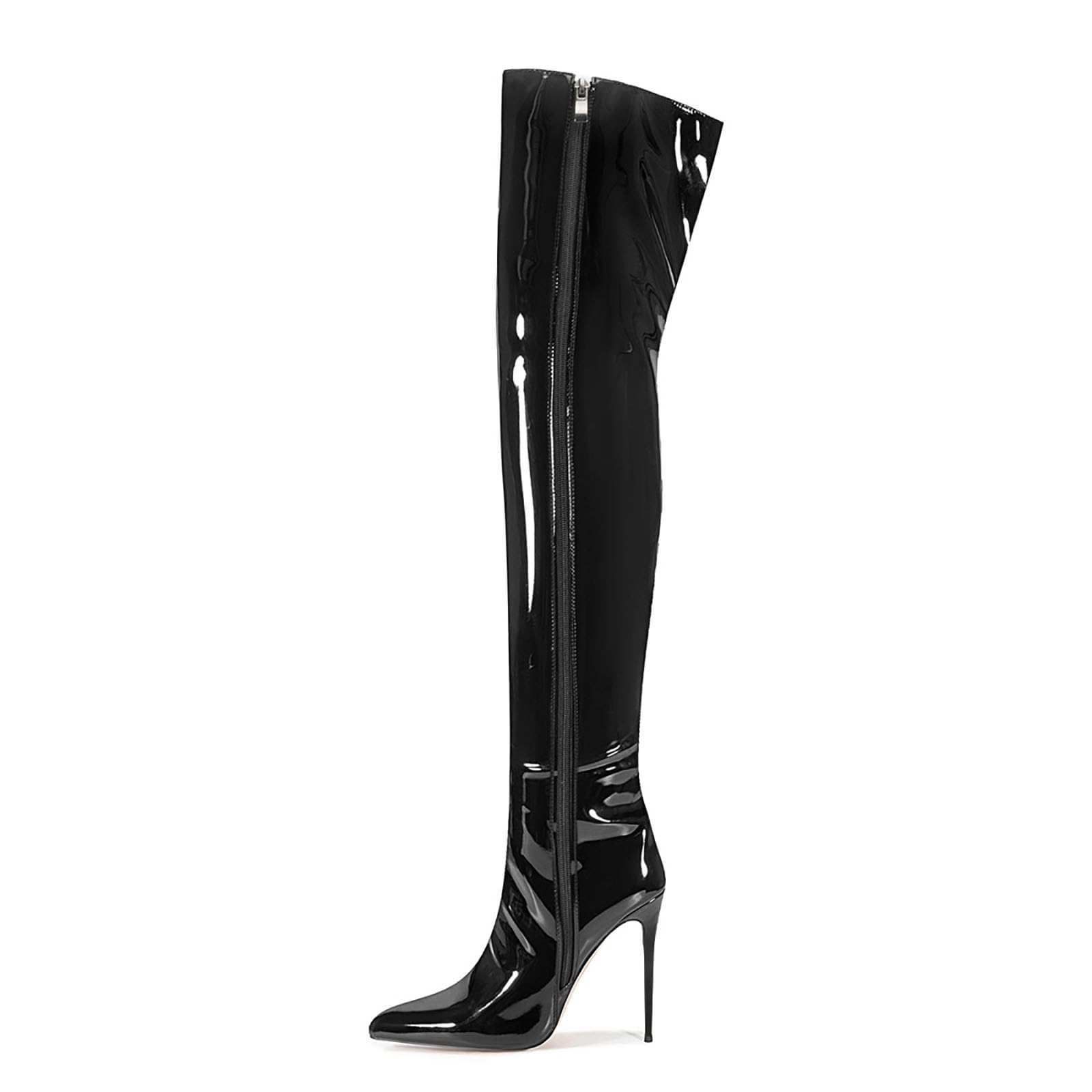 Thigh high boots for women striped Back zipper Burgundy Zebra Print Over the knee Sexy gold white pointed toe Cow Print leopard Magenta stiletto heel