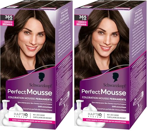 Schwarzkopf - Perfect Mousse - Coloration Cheveux - Mousse Permanente sans Ammoniaque - Masque Soin 96% d'ingrédients d'origine naturelle - Choco Brownie 365,...