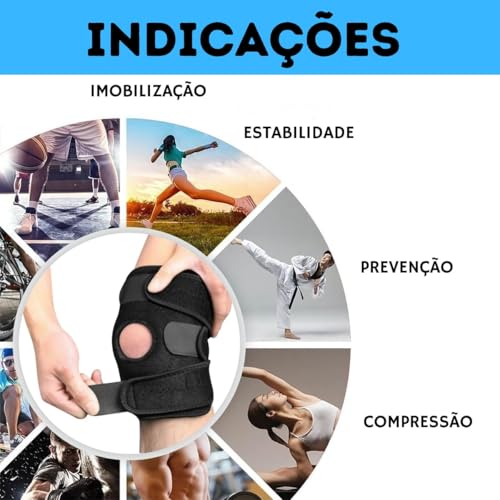 Joelheira de Compressão Esportiva Ortopédica Patelar Ajustável Rotula Estabilizadora Alivio De Dor e