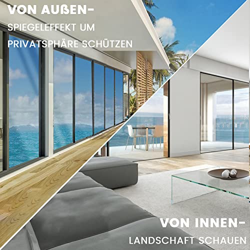 Spiegelfolie MUHOO selbstklebend 40×400 cm für Fenster