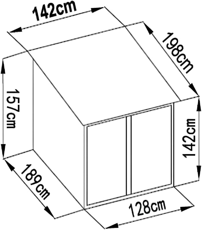 Bicycle shed with a bicycle stored inside