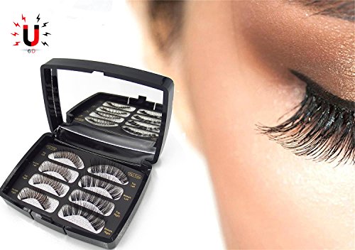 Magnetic Eyelashes(8pieces),LONG Natural FULL COVERAGE ENHANCED Lashes(30mm), for Natural Look & Handmade with Metal False Eyelash Applicator AND Mirror
