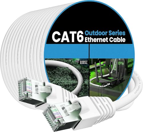 Image of 70 Meter Outdoor Cat6 Cable Weatherproof /UV Resistant 1000Mbps RJ45 Cat6 Ethernet Patch LAN Cable Internet cable Network Cord-White